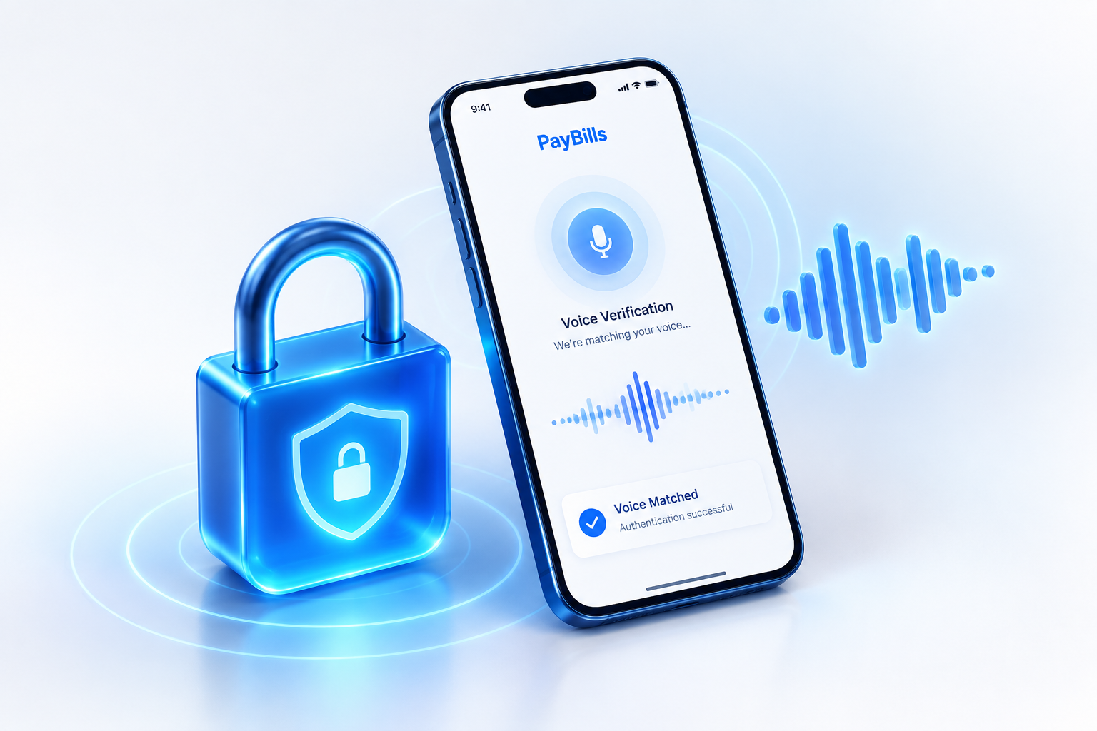 PayBills Voice Biometric Authentication & Padlock Security